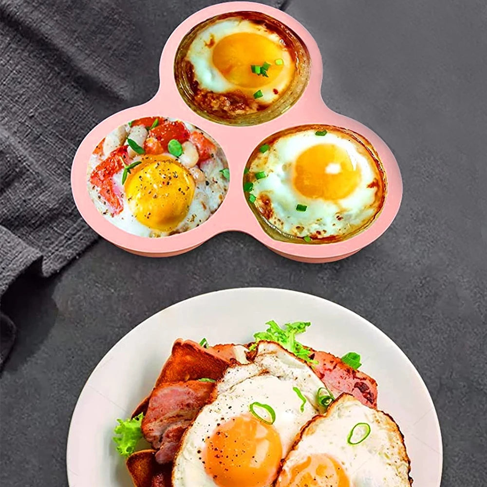 Silicone Egg Mold Air Fryer Egg Pan Reusable 3-Cavity Muffin Cake Baking Mould Kitchen Cooking Accessories Zpaxo