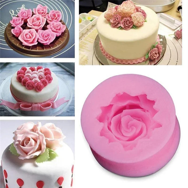 3D Rose Chocolate Mold Fondant Cake Decorating Tools Silicone Soap s Zpaxo
