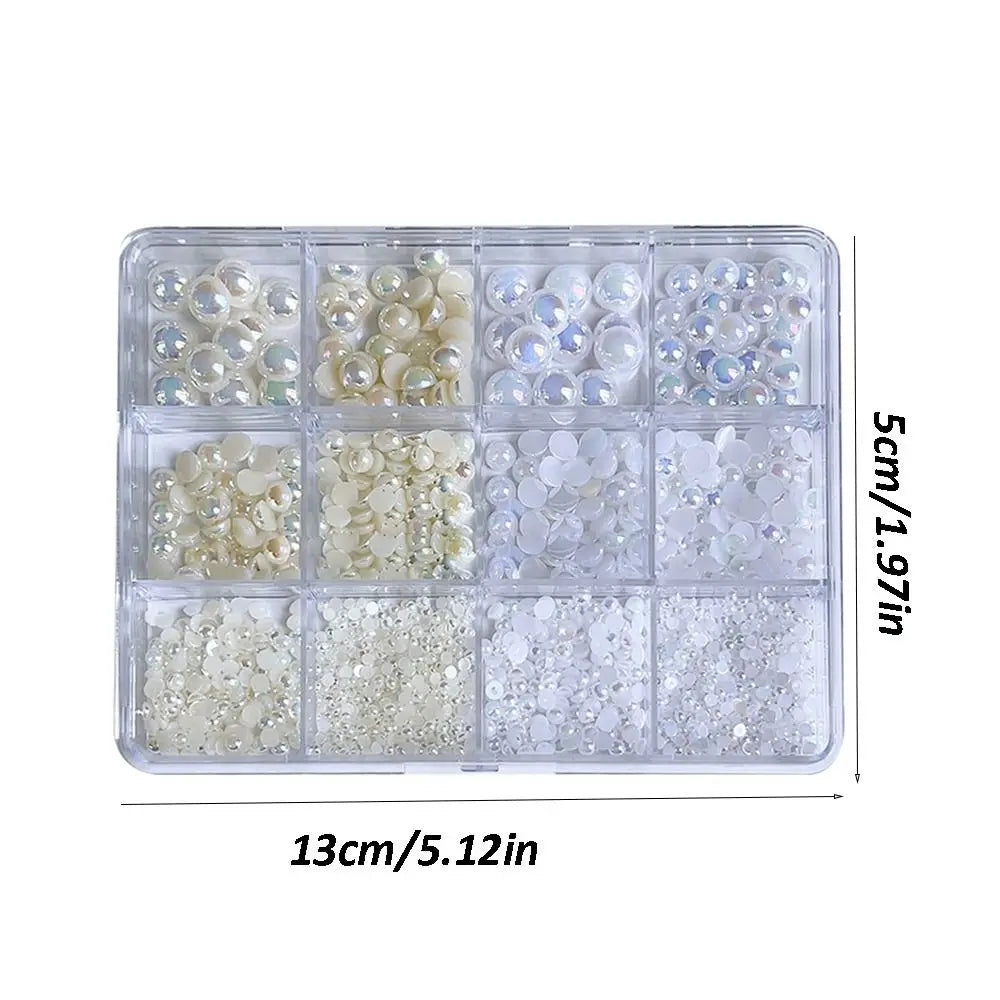 3D Mixed Resin Nail Charms Round Pearls Beads Butterfly Rivet Steel Zpaxo