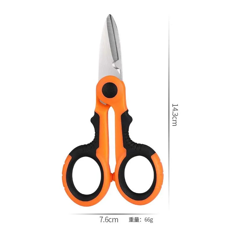 Stainless Steel Fishing Scissor Accessories Electrician Portable Scissors Plier Cut PE Braid Line Lure Carp Fishing Tools Zpaxo