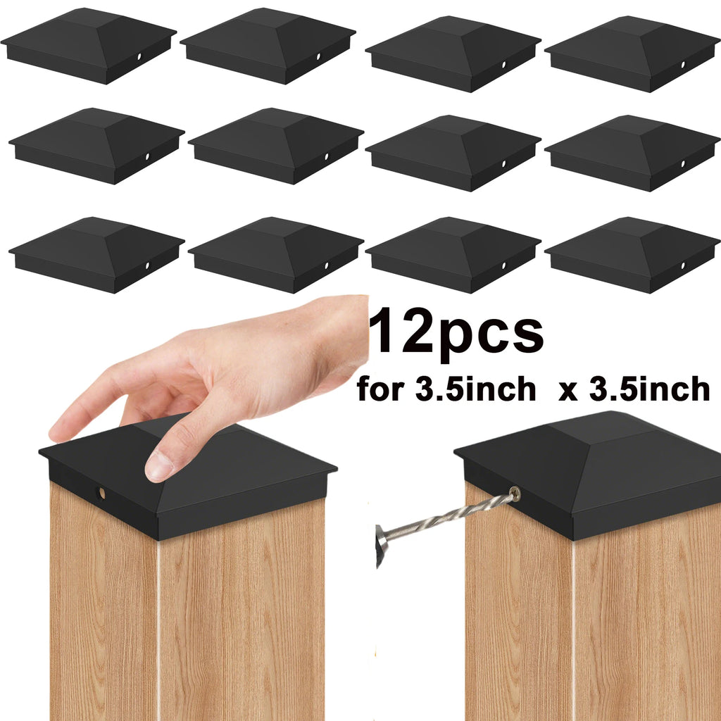 12ppcs 4X4(3.5in x 3.5in) Wood Fence Post Caps PP Plastic Water-Proof UV-Proof Post Caps Keep Post from Cracking and Rotting Zpaxo