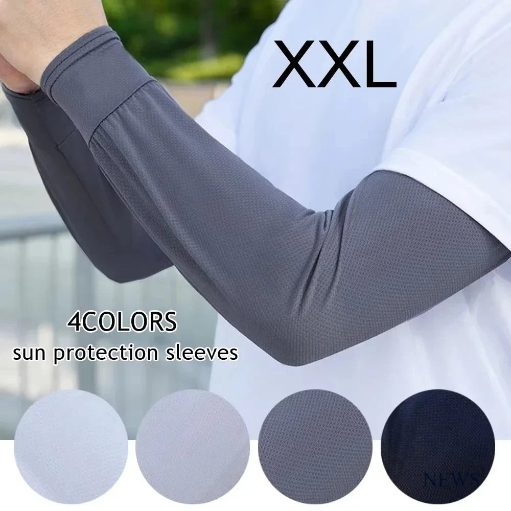1Pair 2026 Summer Ice Silk Men's Loose Sunscreen Sleeves UV Gloves