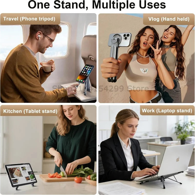 Portable Magnetic Phone Holder & Selfie Stick 3-in-1 Foldable Tripod Stand for IPhone IPad Tablet Laptop Desktop Use Zpaxo