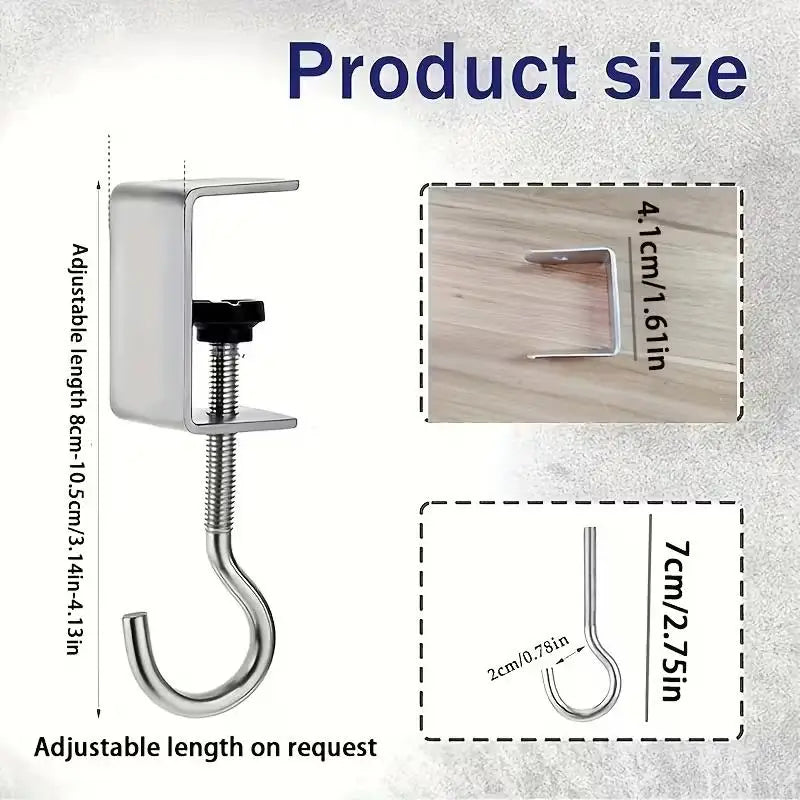 4pcs Removable Desk Hooks: Backpack Hanger & Headphone Stand, Portable Student Organizer Zpaxo