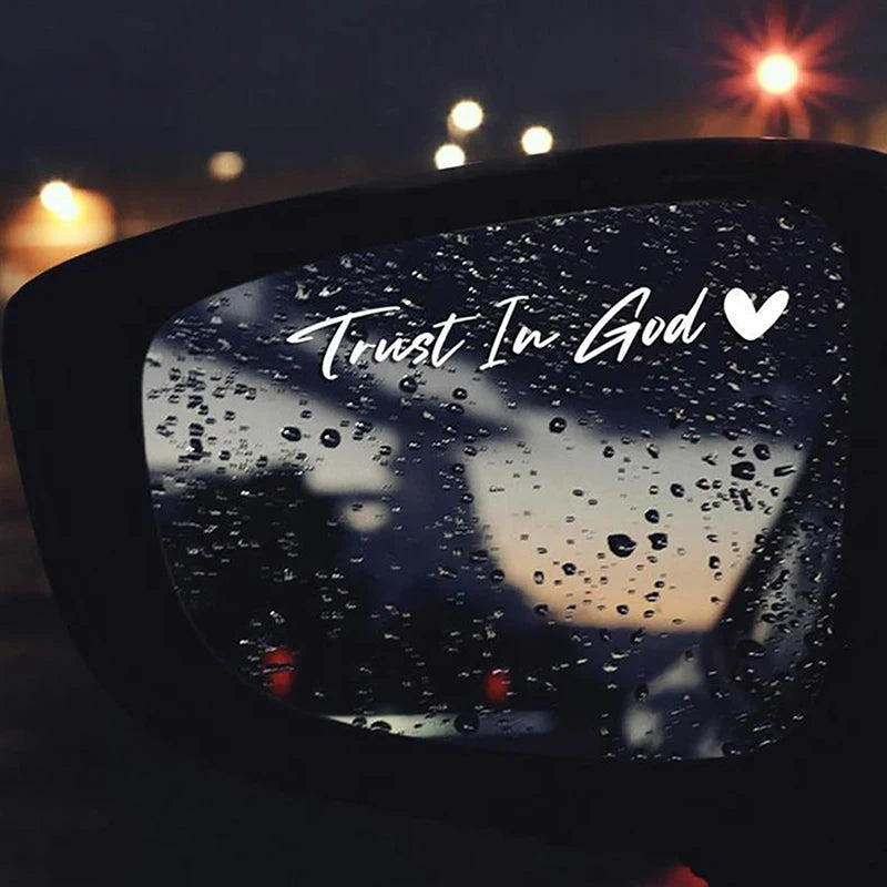 Trust in God Heart Car Mirror Sticker – Waterproof Decal