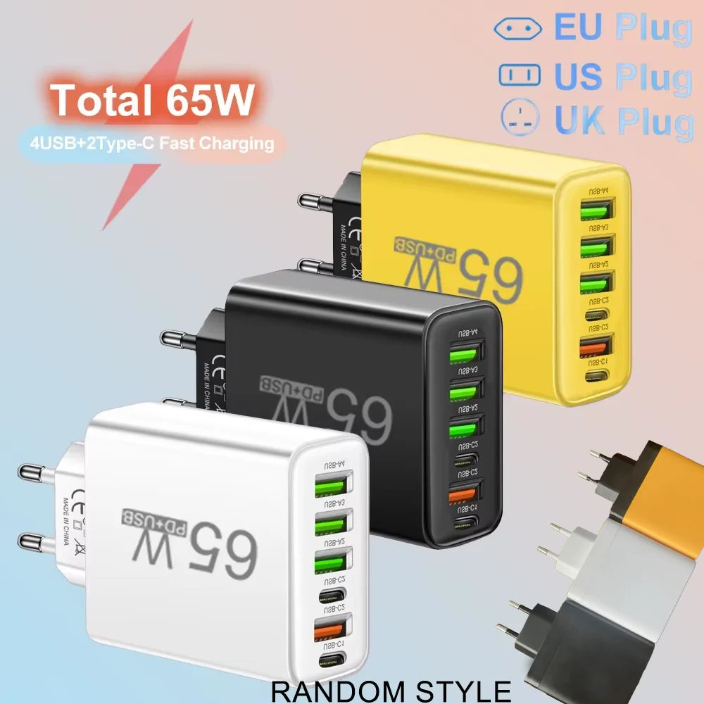 65W USB Charger Fast Charging Adapter for Xiaomi Samsung Huawei P70 iPhone Travel Mobile Phone Quick Charger Adaptor Zpaxo