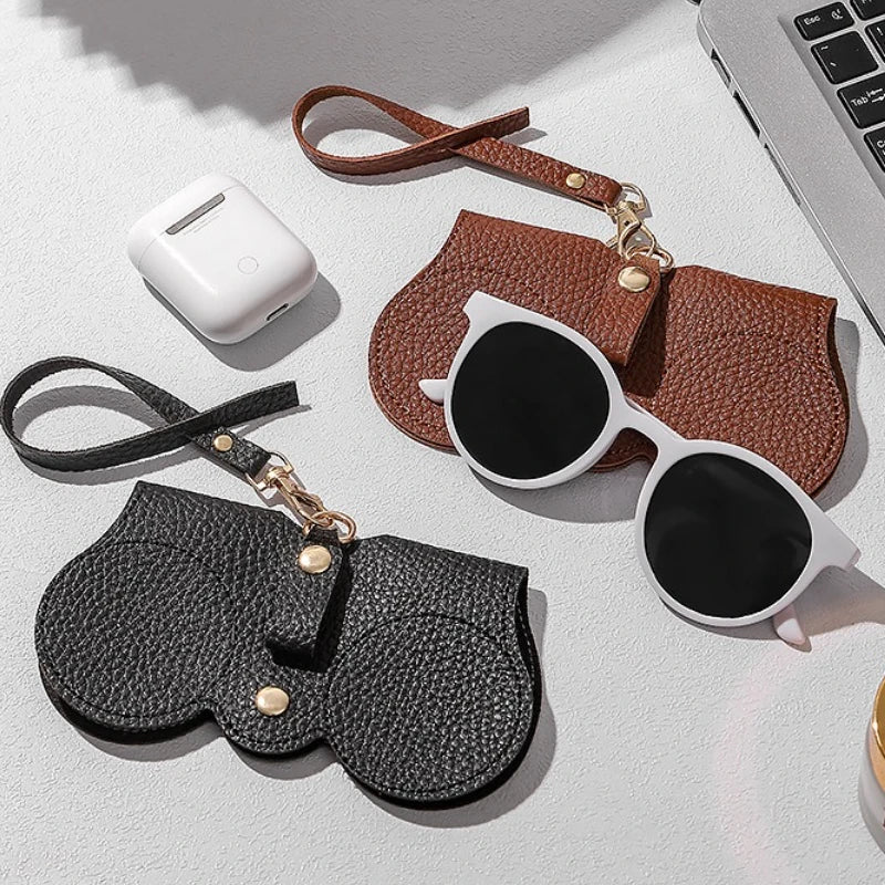 Cute PU Glasses Case Portable Eyewear Bag Snap Closure
