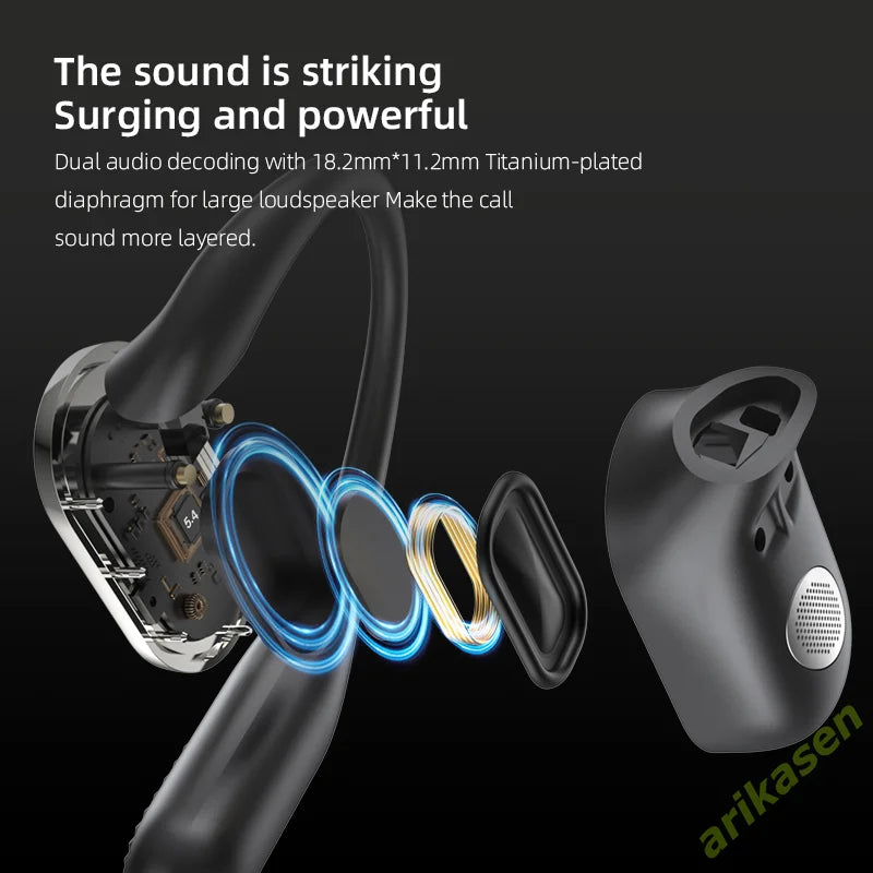 Bluetooth 5 4 Headphones Wireless Open Ear Earbuds 60 Hrs Playtime