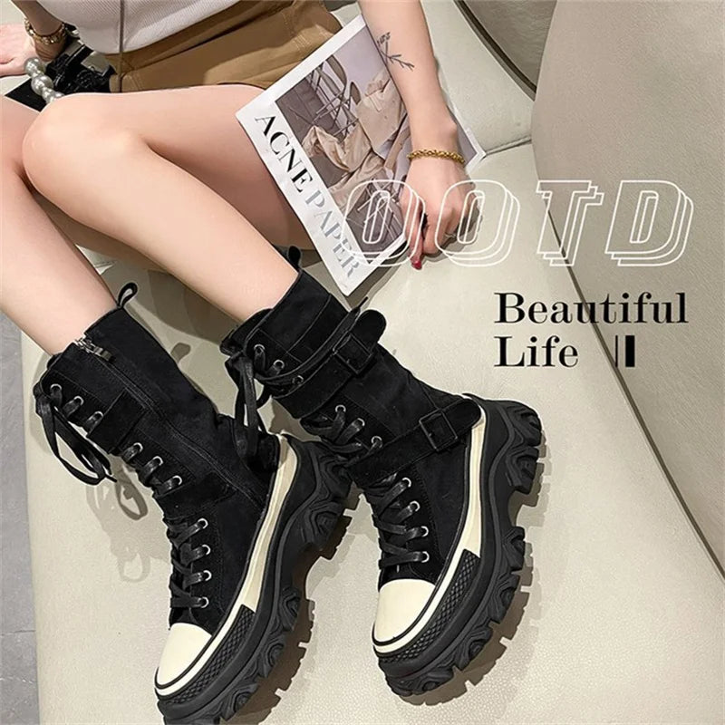 Autumn Thick Bottom Women Short Boots Non-slip Wind Motorcycle 2023 Zpaxo