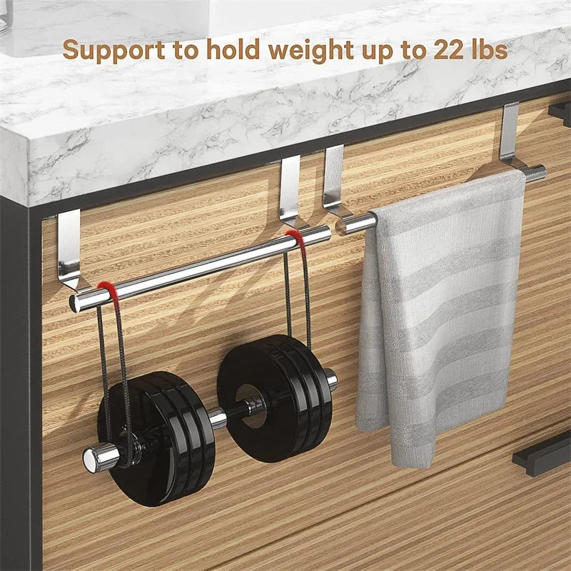 Towel Rack Over Door Bar Hanging Holder Stainless Steel Bathroom