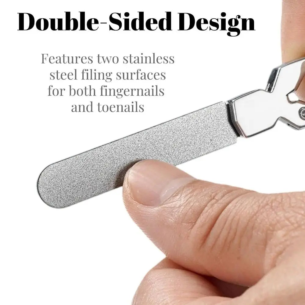 Double-Sided Nail Files Thick Stainless Steel Nails Polishing File Strip with Keychain Hook Nail Care Tools Zpaxo