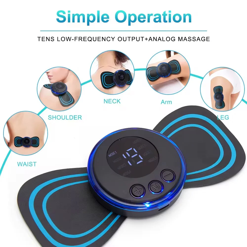 LCD Display EMS Neck Massage Electric Massager Cervical Neck Back Patch 8 Mode Pulse Muscle Stimulator Zpaxo