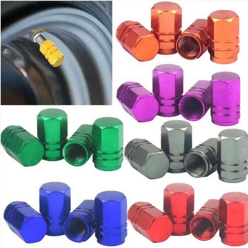 4-Pack Aluminum Tire Valve Stem Caps – Universal Car & Bike Fit Tire Valve Caps Zpaxo