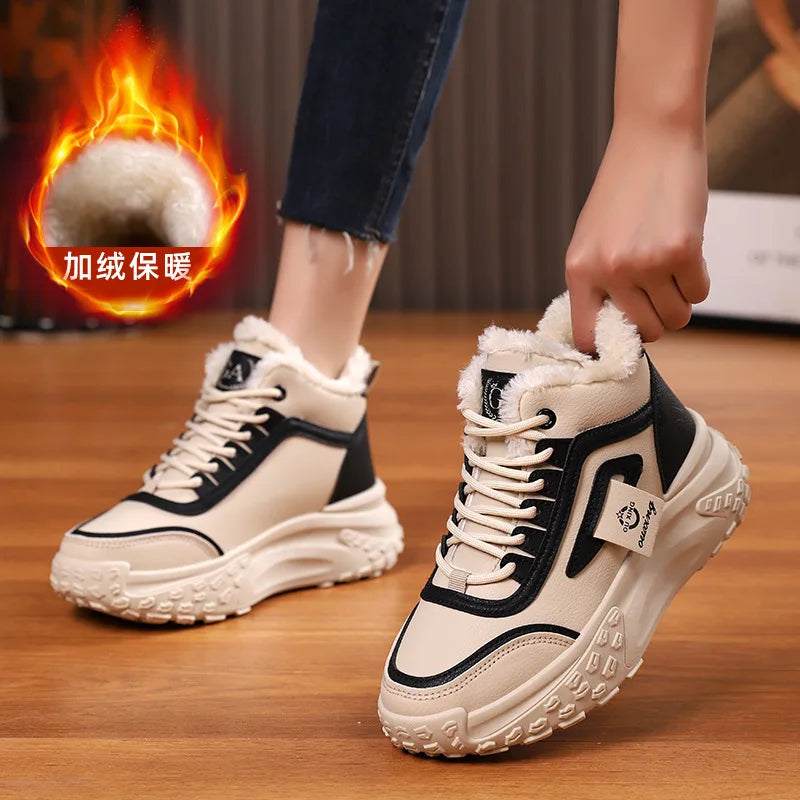 2025 Winter Chunky Sneakers Shoes Women Europe Heightening Dad Sport Zpaxo black 35(Foot 22.5cm) China Mainland