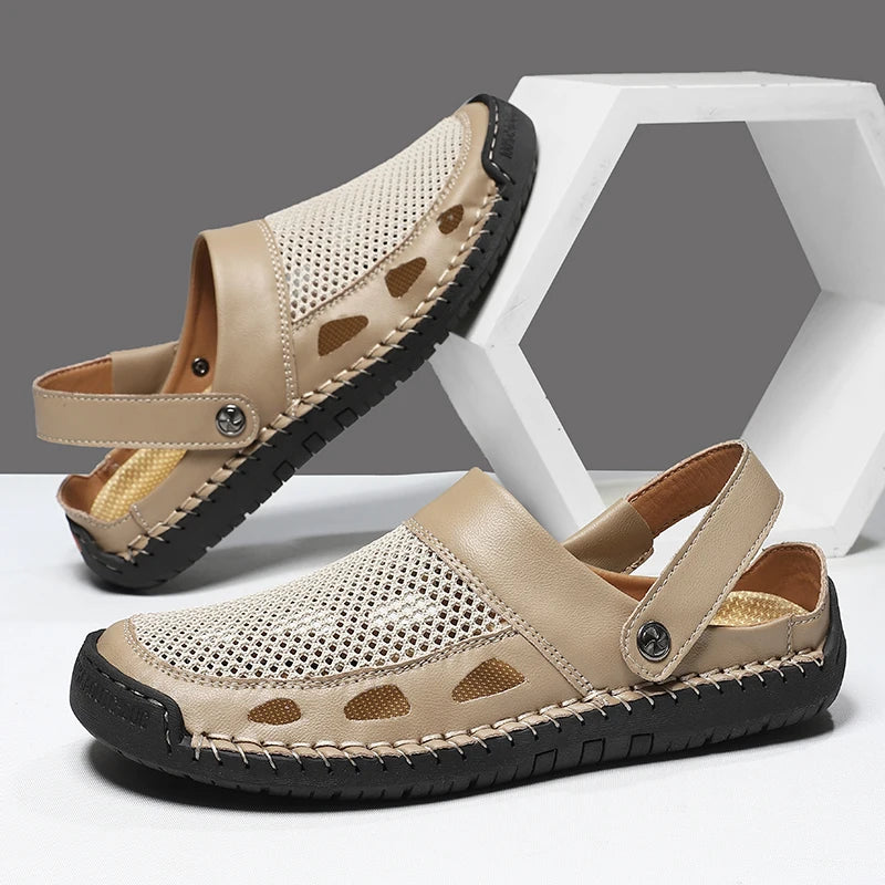 Summer Men Sandals Leather Mens Casual Shoes Outdoor Beach Roman Zpaxo
