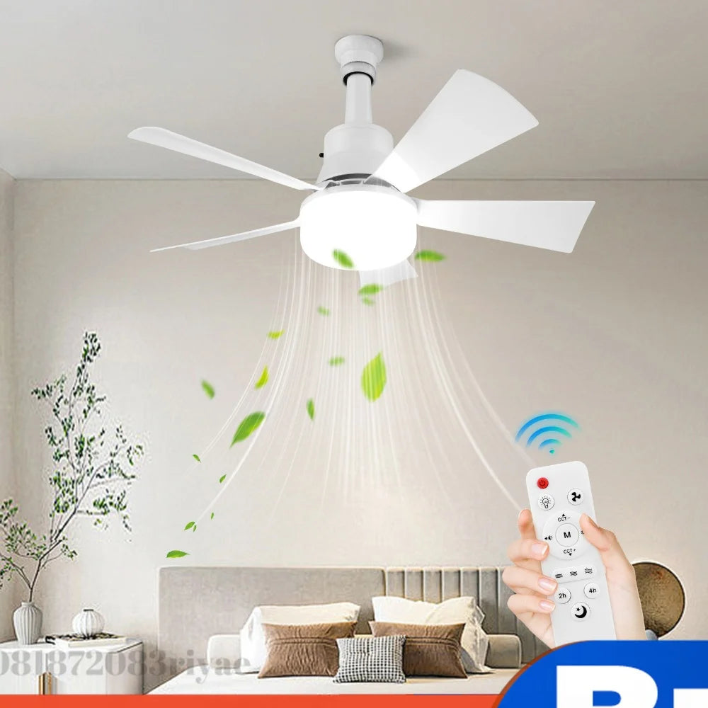 2-in-1 Socket Fan Light Remote 40 Small Ceiling W LED E27 Cordless