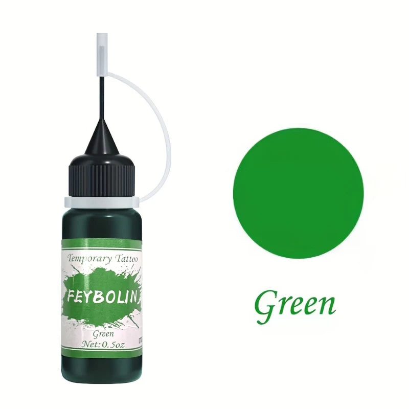 Colorful Tattoo Juice Paste,Easy-to-Use Henna Tattoo For Body Paint DIY Tattoos Temp, DIY Fake Tattoo Semi Permanent For Women Zpaxo 07 green
