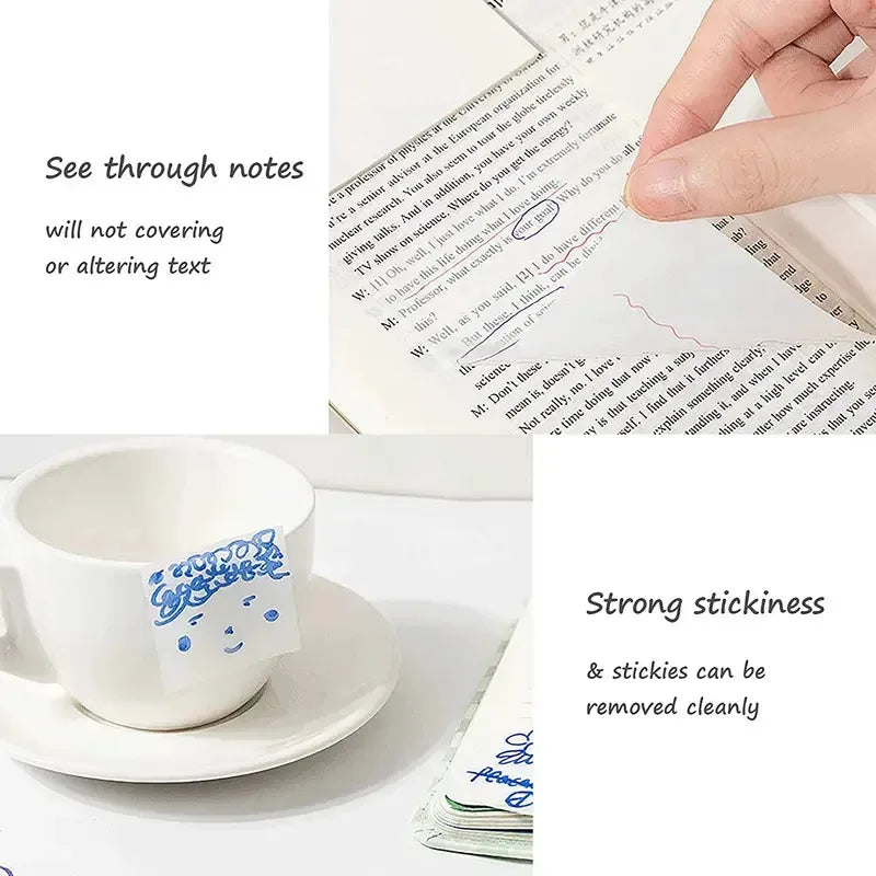 Transparent Sticky Notes – Clear Memo Pads 50 & 250 Sheets