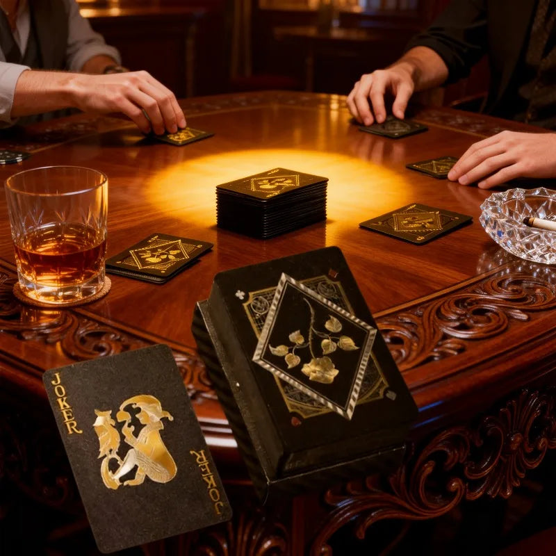 Waterproof Black Foil Playing Cards – 54-Card Poker Deck