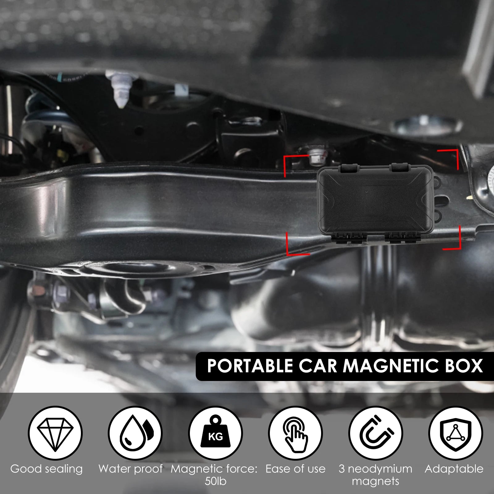 1-2Pcs Upgraded New Magnetic Key Holder Waterproof Under Car Hide Key Box Rustproof Key Hider Multifunctional Box for Spare Box Zpaxo