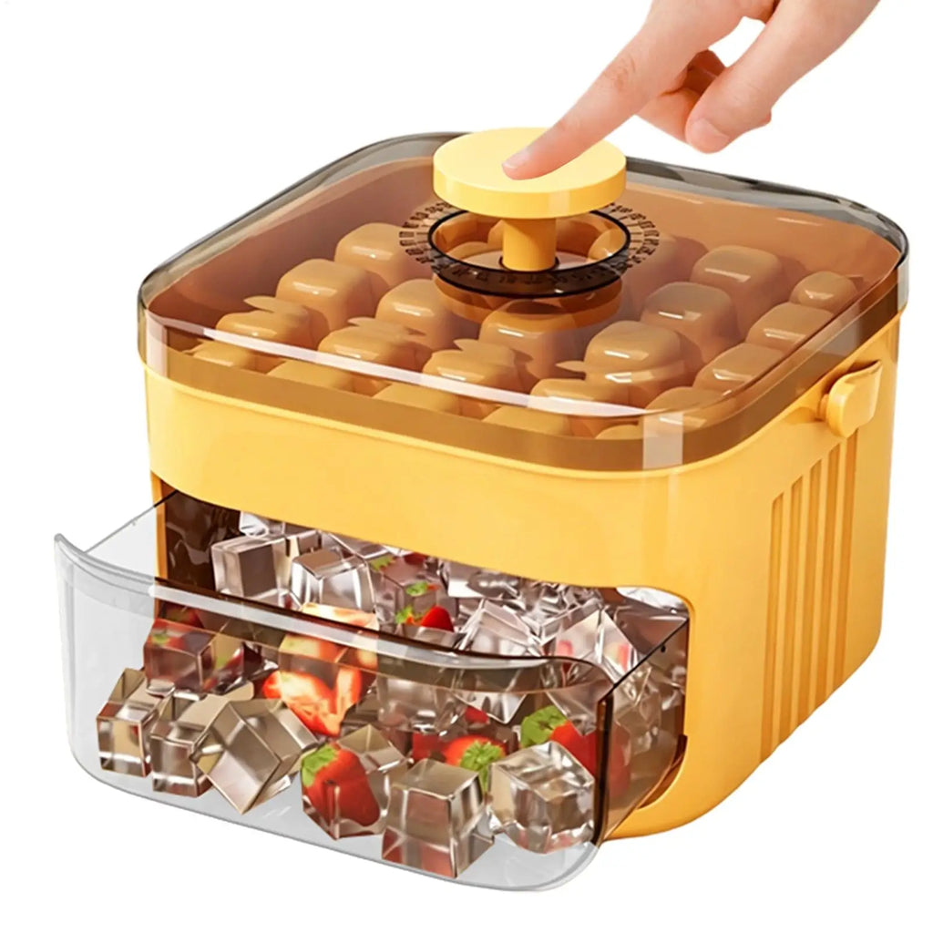 Double Layer Ice Cube Tray with Lid & Bin – 50 Cavity Ice Cube Tray Zpaxo