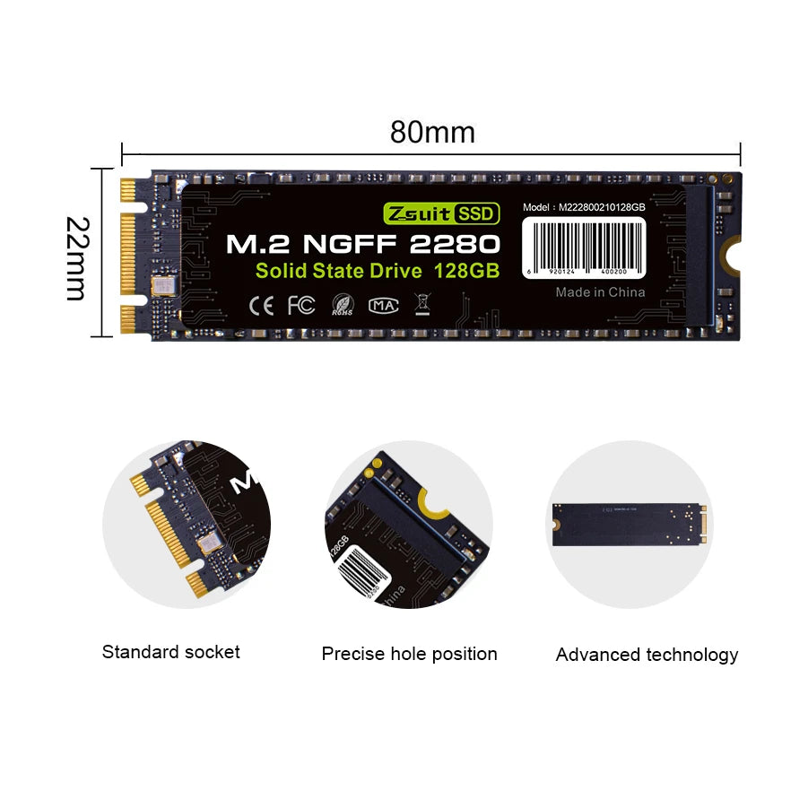 Zsuit SSD SATA M2 128GB 256GB 512GB 1TB Solid State Drive 500GB 1 TB M.2 NGFF 2280 Internal Hard Disk HDD for Desktop Laptop Zpaxo
