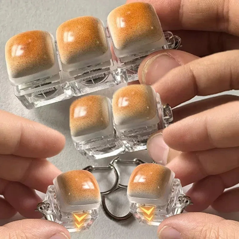 Bread Keycap Stress Relief Clicker Keychain Mechanical Keyboard