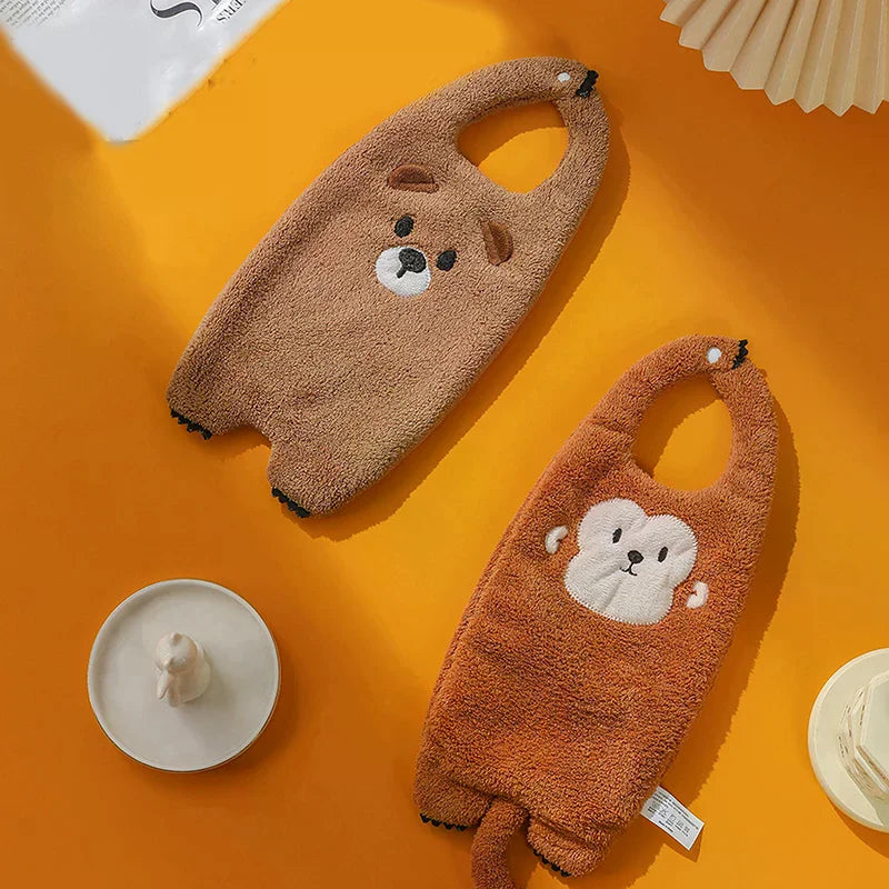 Coral Velvet Towel Cute Hanging Cartoon Kitchen Bathroom Absorbent Zpaxo
