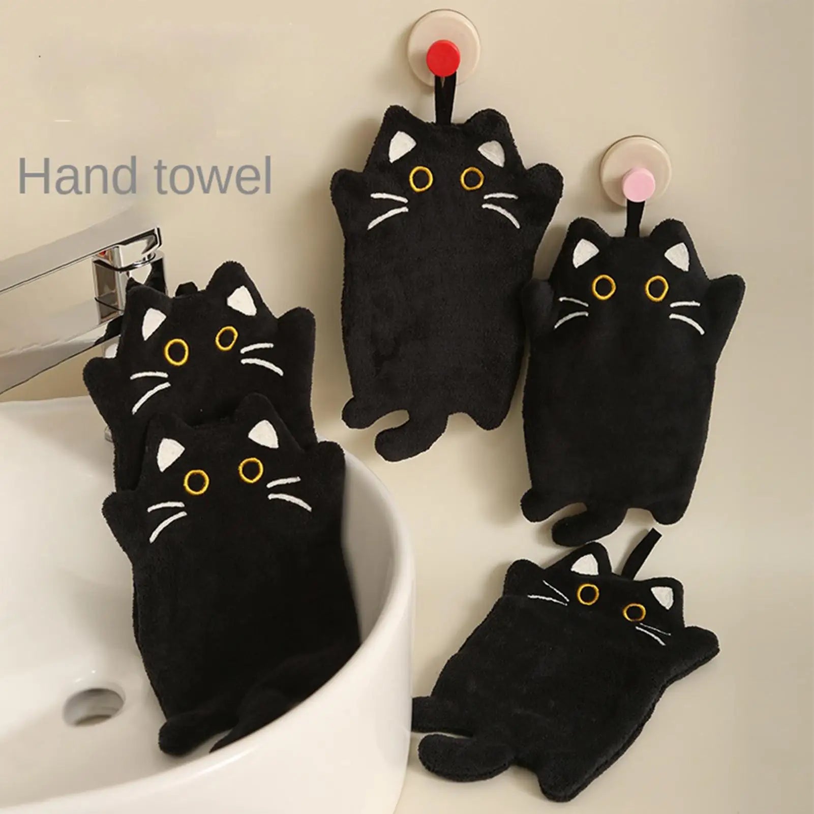 Cute Cat Hand Towel – Soft Coral Fleece Hanging Washcloth Decorative Hand Towel Zpaxo