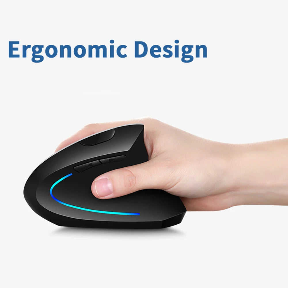 2.4G Wireless Vertical Mouse Rechargeable Upright Ergonomic Mouse 3 Adjustable DPI Levels RGB Flowing Light Plug N Play Zpaxo
