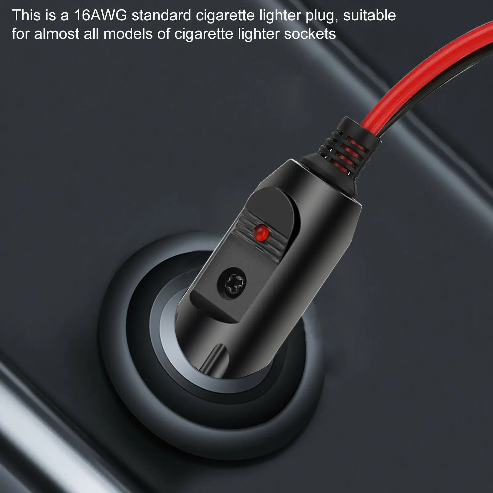 12V 15A Fused Car Cigarette Lighter Adapter Anti-slip Flat Spring