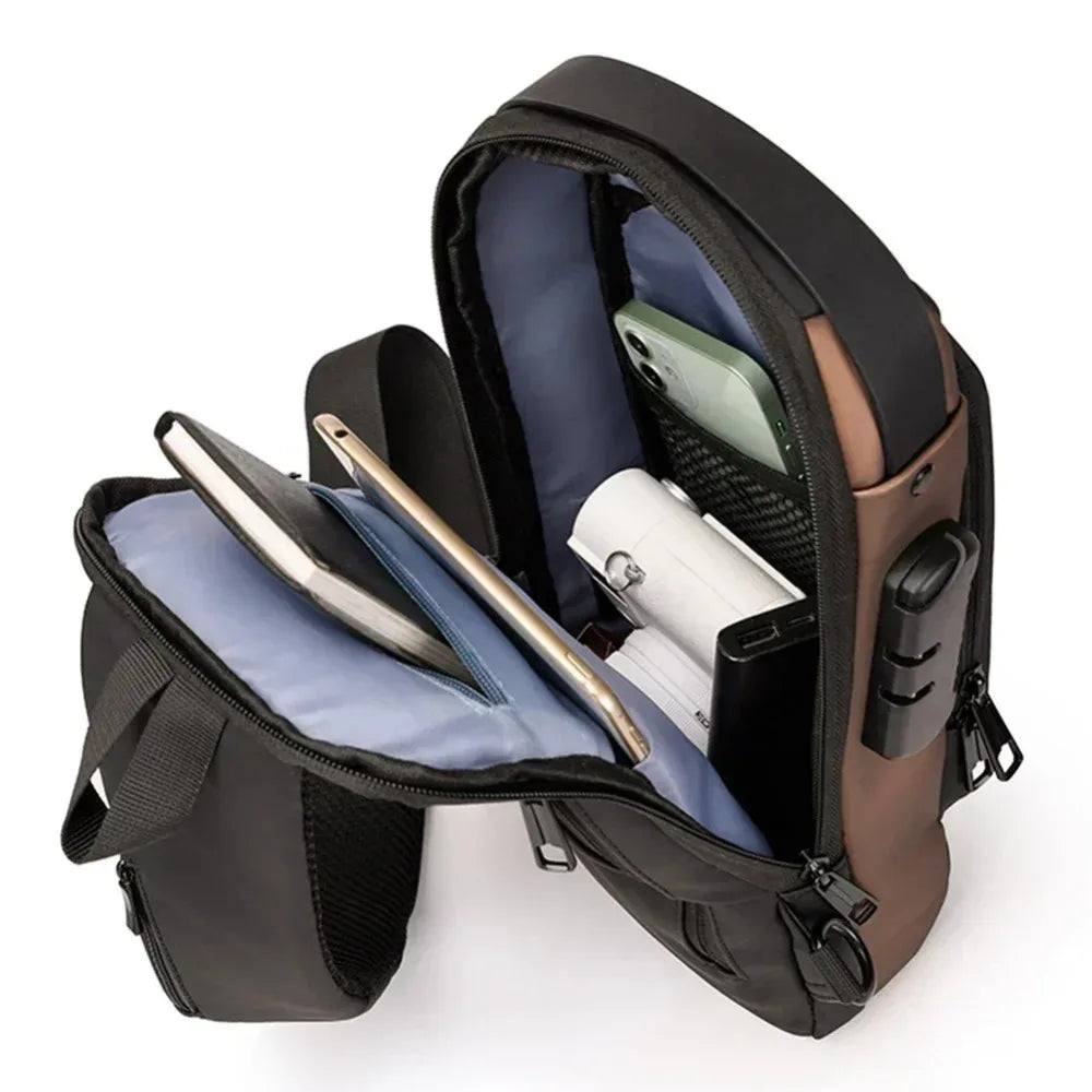 Multifunctional Bags Men Designer Anti-theft USB Shoulder Bag