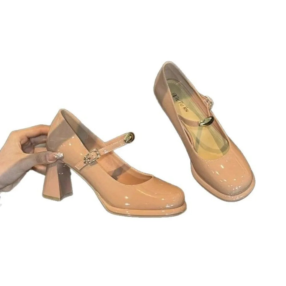 Designer Thick Heel Women Mary Jane Shoes Fashion Shallow Ladies