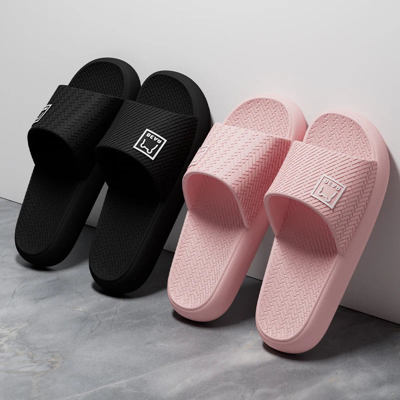 Cute Women's Slippers Indoor Soft Sole Cartoon Bear Slides Bathroom