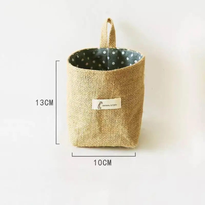 CMCotton Linen Storage Hanging Bags Door Wall Desktop Bathroom Zpaxo one size D