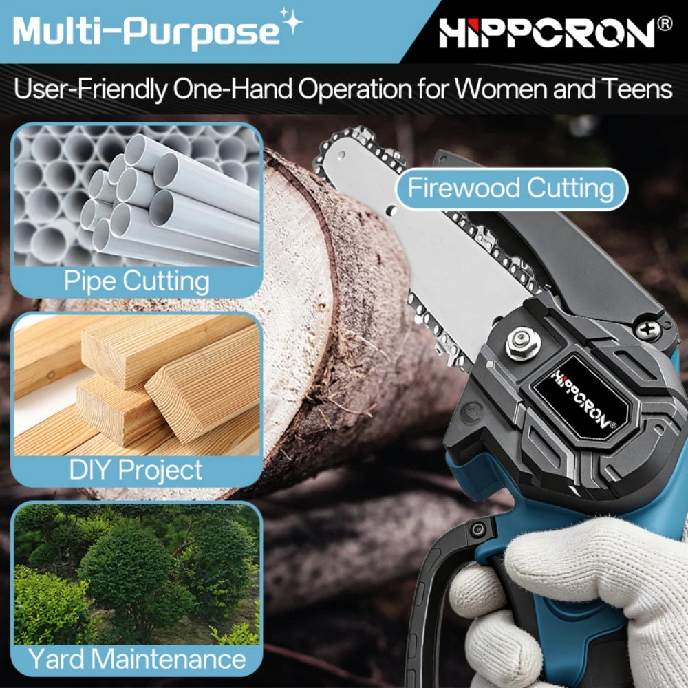 HIPPCRON Brushless Electric Chainsaw Portable Saw Woodworking Power
