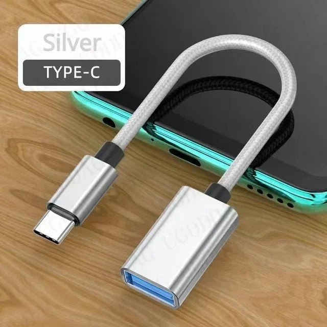 USB-C to USB OTG Adapter Cable | Type-C Male to USB-A Female USB OTG Adapter Zpaxo Silver