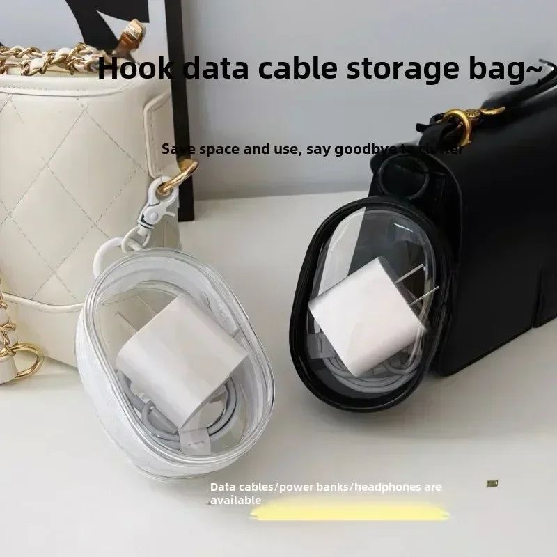 New 1/10PCS Data Cable Charger Charging Storage Transparent Coiling Travel Earphone Storage Case Mobile Phone Organizer Pouch Zpaxo