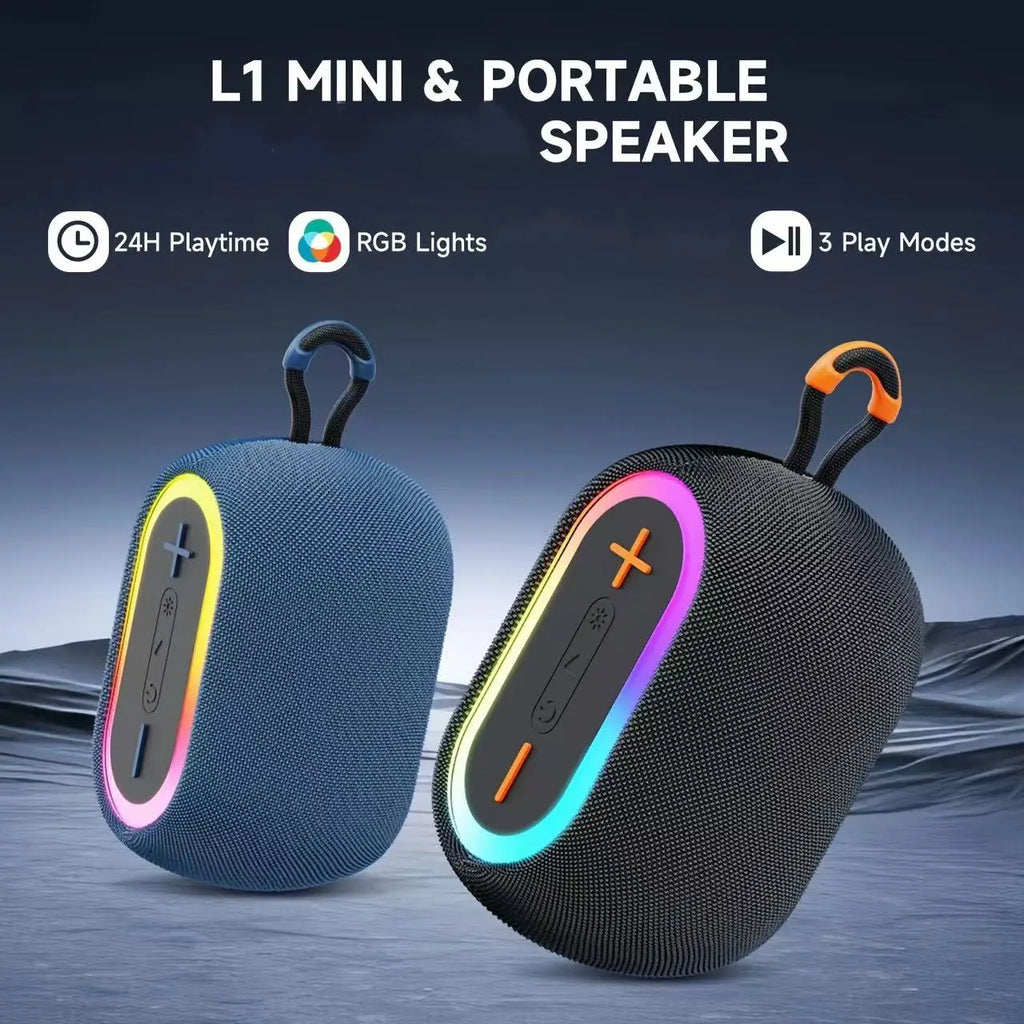 Mini Wireless Stereo Speaker Portable LED Light Supports USB TF Card
