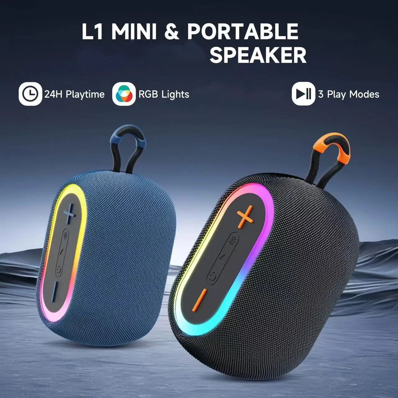 Mini Wireless Stereo Speaker Portable LED Light Supports USB TF Card