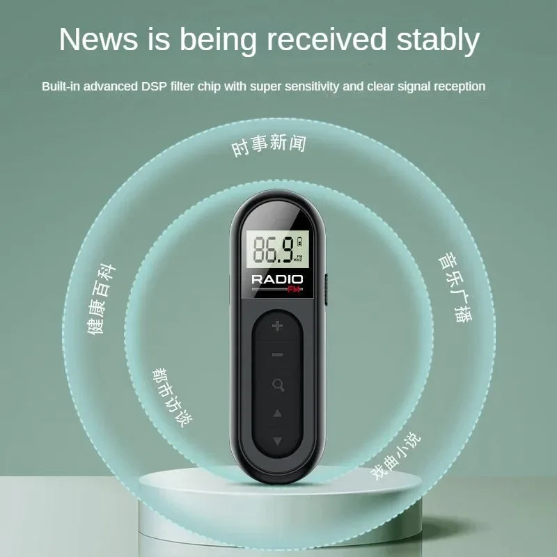 Mini Portable FM Radio, Multi-functional Pocket Radio for Elderly Outdoor Activities Zpaxo