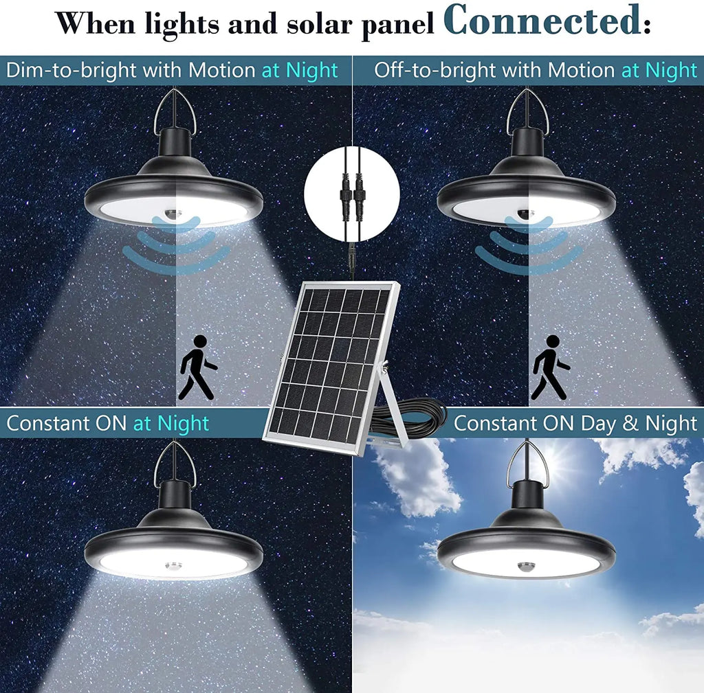Double Head Solar Pendant Light Outdoor Indoor Solar Shed Light PIR Motion Sensor Solar Lamp Dimmable Garage Yard Patio Garden Zpaxo