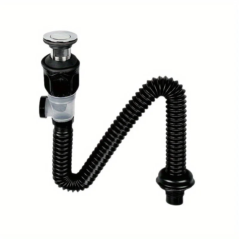 ABS Kitchen Sink Drain Pipe Adjustable P-trap Odor Clog Proof Slip