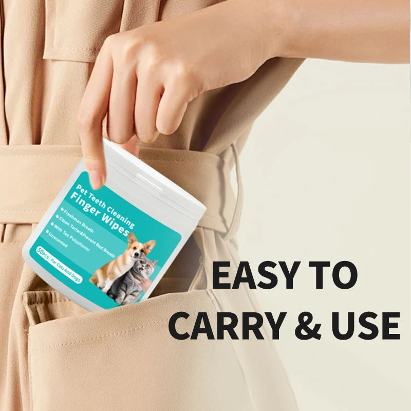 Pet Teeth Cleaning Wipes for Cats & Dogs – Lickable Gloves Pet Dental Wipes Zpaxo