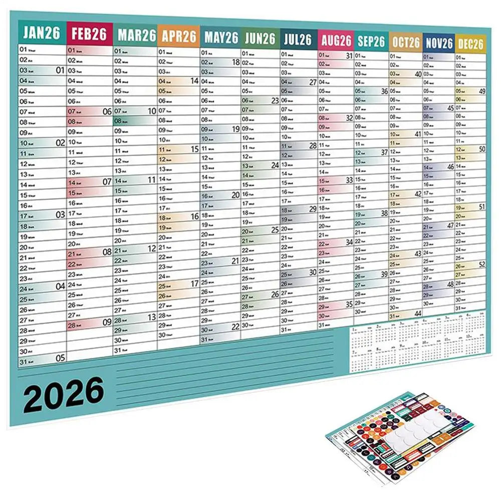 Large 2026 Wall Calendar 29x20 Inch Stickers Monthly Planner Office