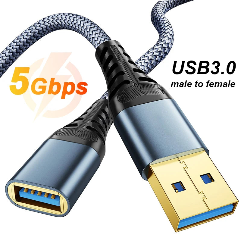 USB 3.0 Extension Cable Nylon Braided Male to Female Data Cord USB 3.0 Extender For PS3 PC Laptops Smart TV USB Cable Extension Zpaxo