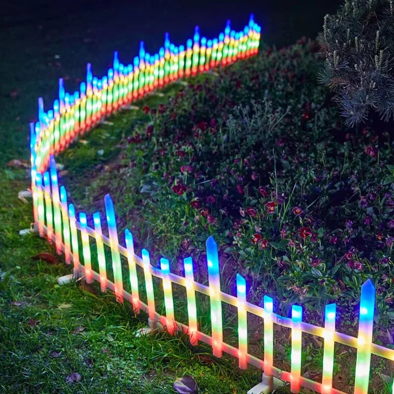 Solar Fence Lights Outdoor Waterproof LED Courtyard Garden Lawn Decorative Atmosphere Lamp for Christmas Fence Lighting Zpaxo Colorful 8 nets Solar China Mainland