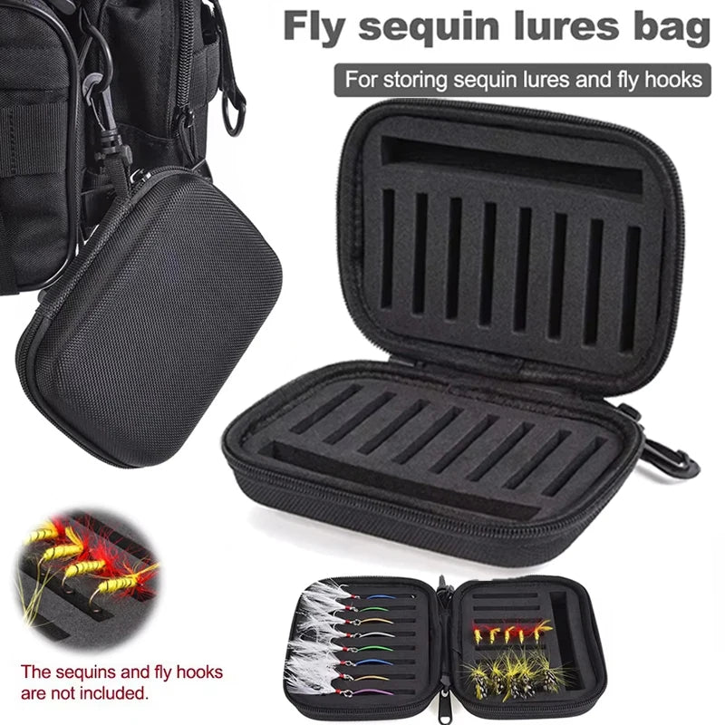 2026 New Arrival！Portabale Fly Fishing Lure Spinner Spoon Bait Black Storage Box Professional 16 Slots Hard EVA Storage Bag Zpaxo