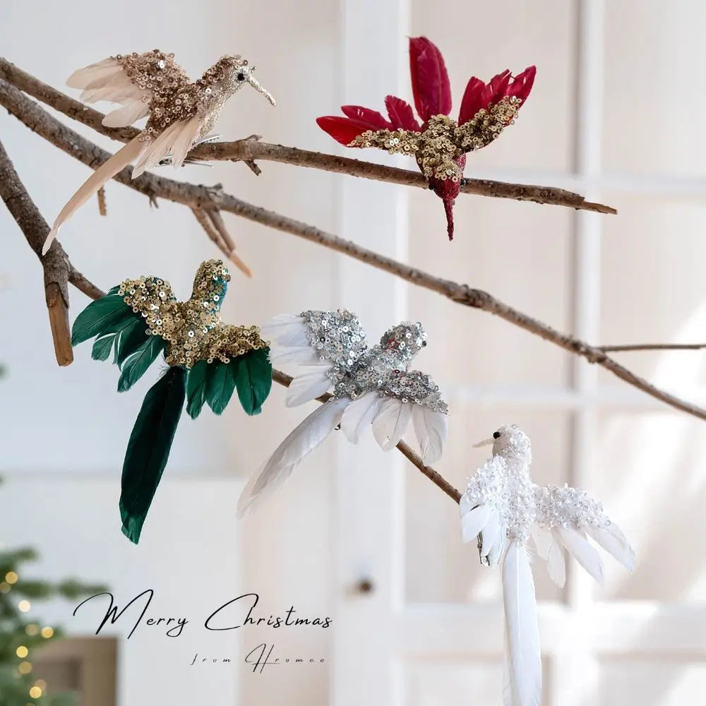 Glitter Feather Bird Christmas Ornaments – 2-Pack Handmade Christmas Ornaments Zpaxo