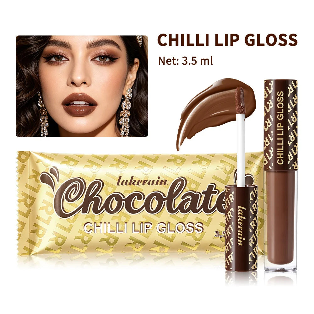 Chocolate Chilli Lip Gloss Lip Gloss Instant Plump Lips Mirror Gloss Finish Moisturizing Non-drying Lip Plumper Lipstick Makeup Zpaxo 1pc